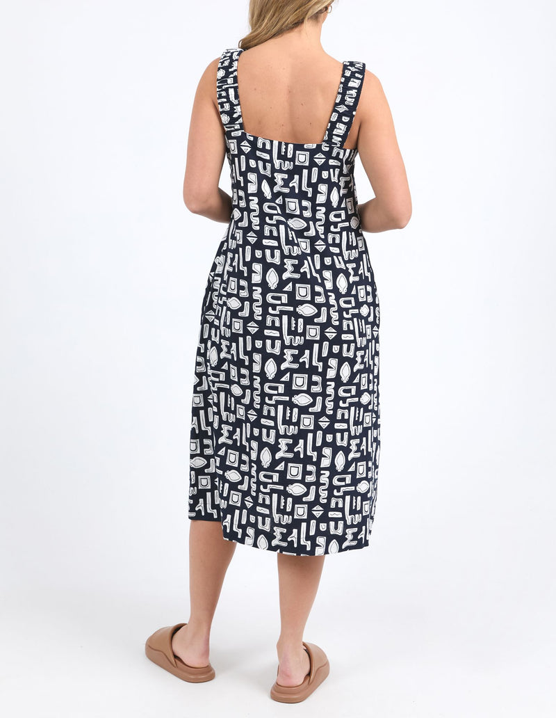 Etched Geo Dress - Navy