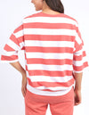 Mazie Block Stripe Sweat - Watermelon Crush & White Stripe