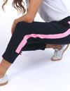 Brunch Pant - Side Tape - Navy with Neon Pink Tape