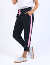 Brunch Pant - Side Tape - Navy with Neon Pink Tape