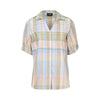 Dropped Shoulder Shirt with Rounded Hem - Blue Check