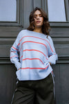Charli Stripe Knit - Sky Blue/Cosy Coral Stripe