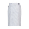 Knee Length Skirt with Contrast Buttons and Trim - Ink/White Stripe