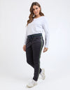 Margo Jogger w Side Tape - Navy with Khaki Tape