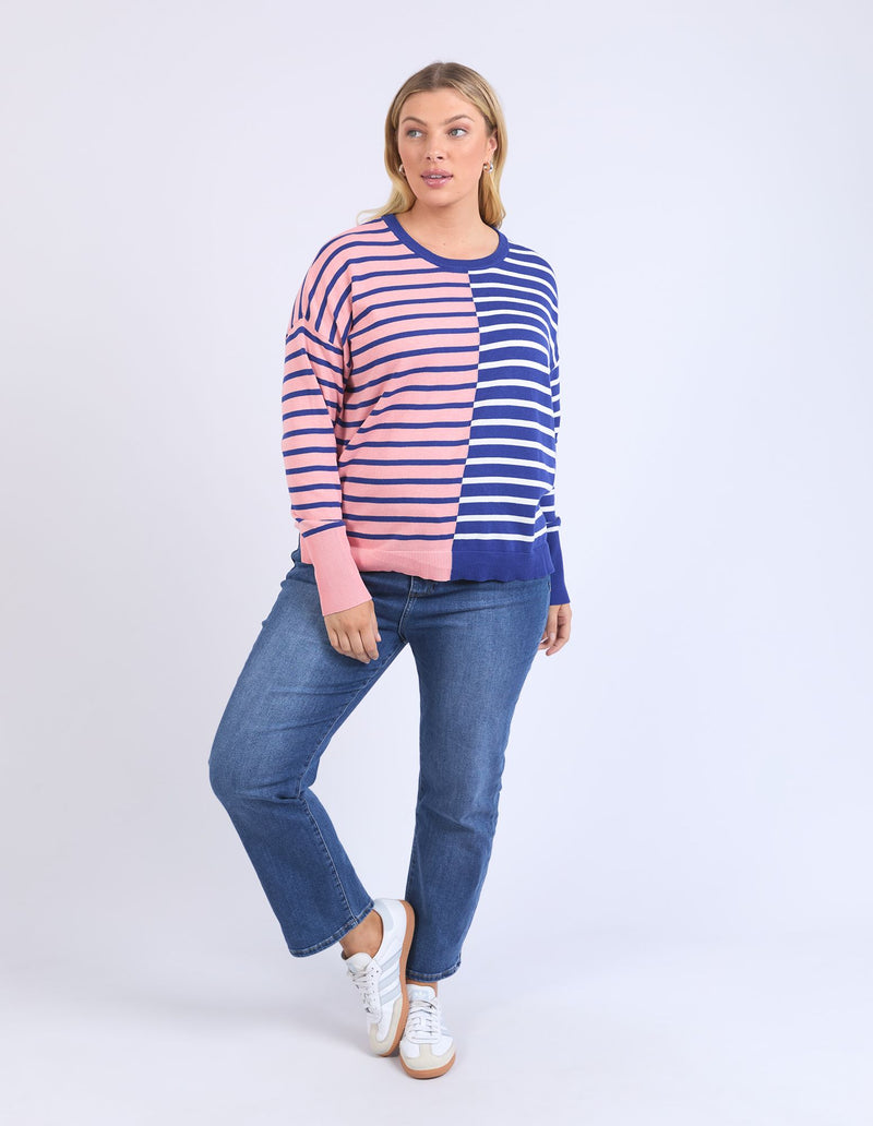 Louise Spliced Knit - Deep Blue/Pink Blush