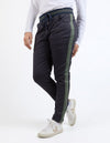 Margo Jogger w Side Tape - Navy with Khaki Tape