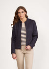 Long Sleeve Lined Zip Up Jacket with Front Zip Detailing - Ink