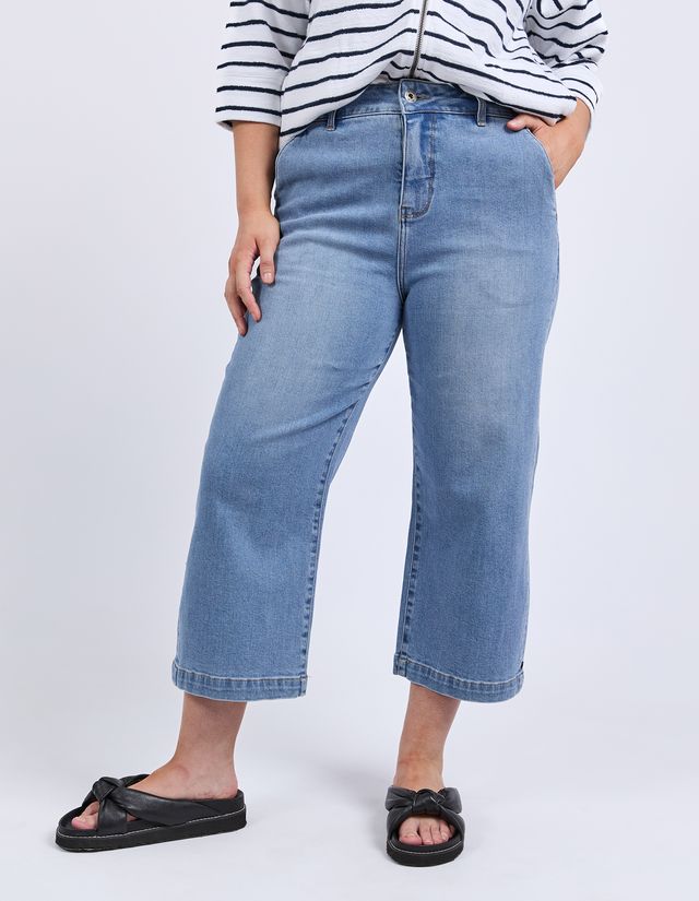 Sidney Cropped Wide Leg Jean - Light Blue Wash