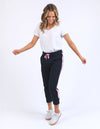 Brunch Pant - Side Tape - Navy with Neon Pink Tape