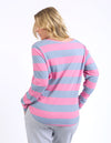 Spritz Stripe L/S Tee - Geranium Pink/Steel Blue Stripe