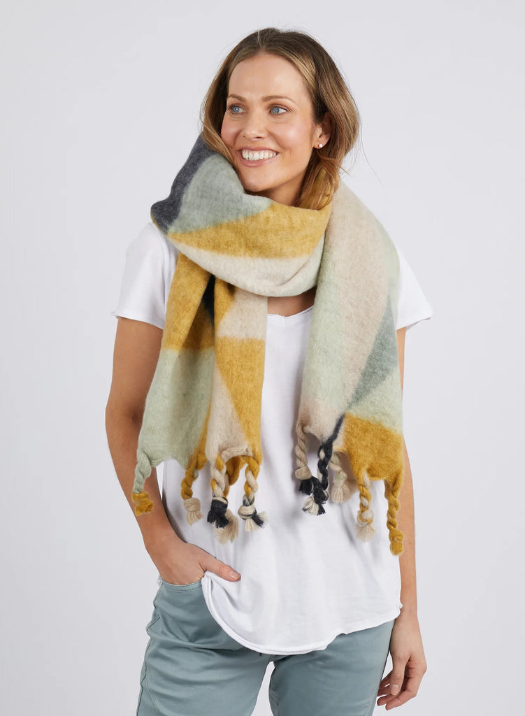 Verity Scarf - Mustard/Blue/Oatmeal